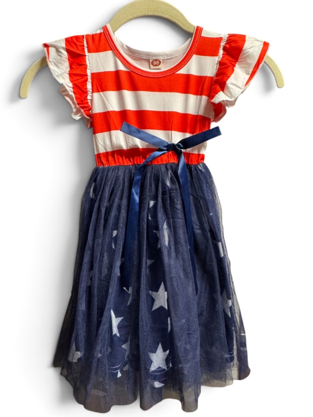 NWOT Girls Patriotic Dress 3T 98 Stars Stripes Tulle 4th of July